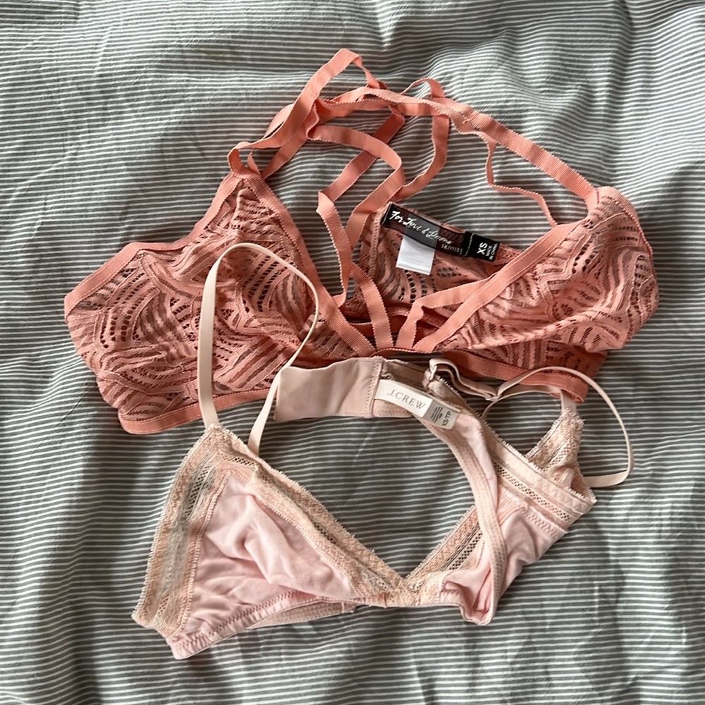 J Crew + For Love & Lemons lace bras